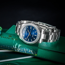 NOWY 2021 Rolex Oyster Perpetual 31 z brylantowym pierścieniem - DARK BLUE granatowy