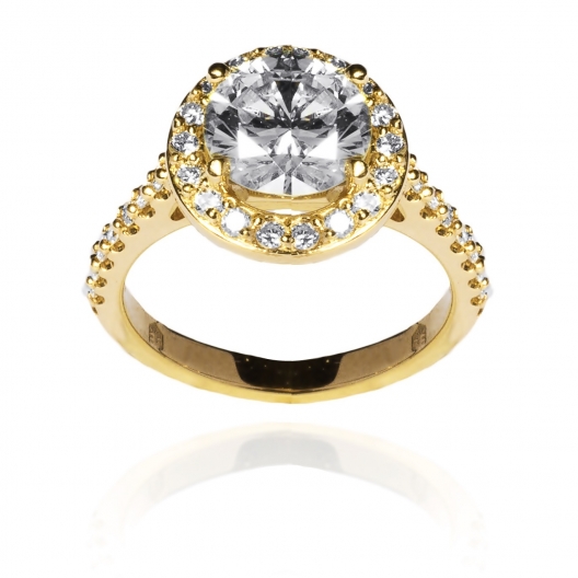 Lovely Halo Ring brylantowy pierścionek różowe złoto