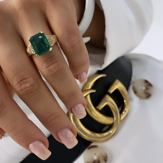 PIERŚCIONEK ZE SZMARAGDEM ~3.00CT ORAZ BRYLANTAMI WYKONANY ZE ZŁOTA