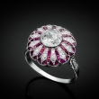 Platynowy pierścionek Art Deco z rubinami caree 2.55ct