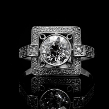 Platynowy pierścionek w stylu Art Deco z brylantem 1.25ct