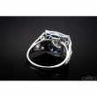 Artystyczny pierścionek platynowy ArtDeco z szafirami i brylantem 1.20ct
