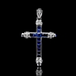 Wisior w kształcie krzyża z diamentami i szafirami LIMITOWANY